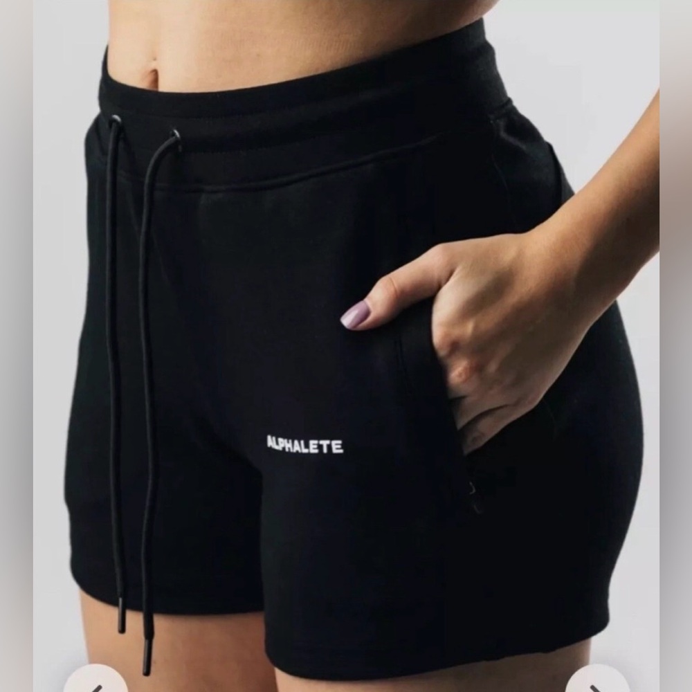 ALPHALETE Essential Core Womens Athletic Sweat Shorts In Black NWT!